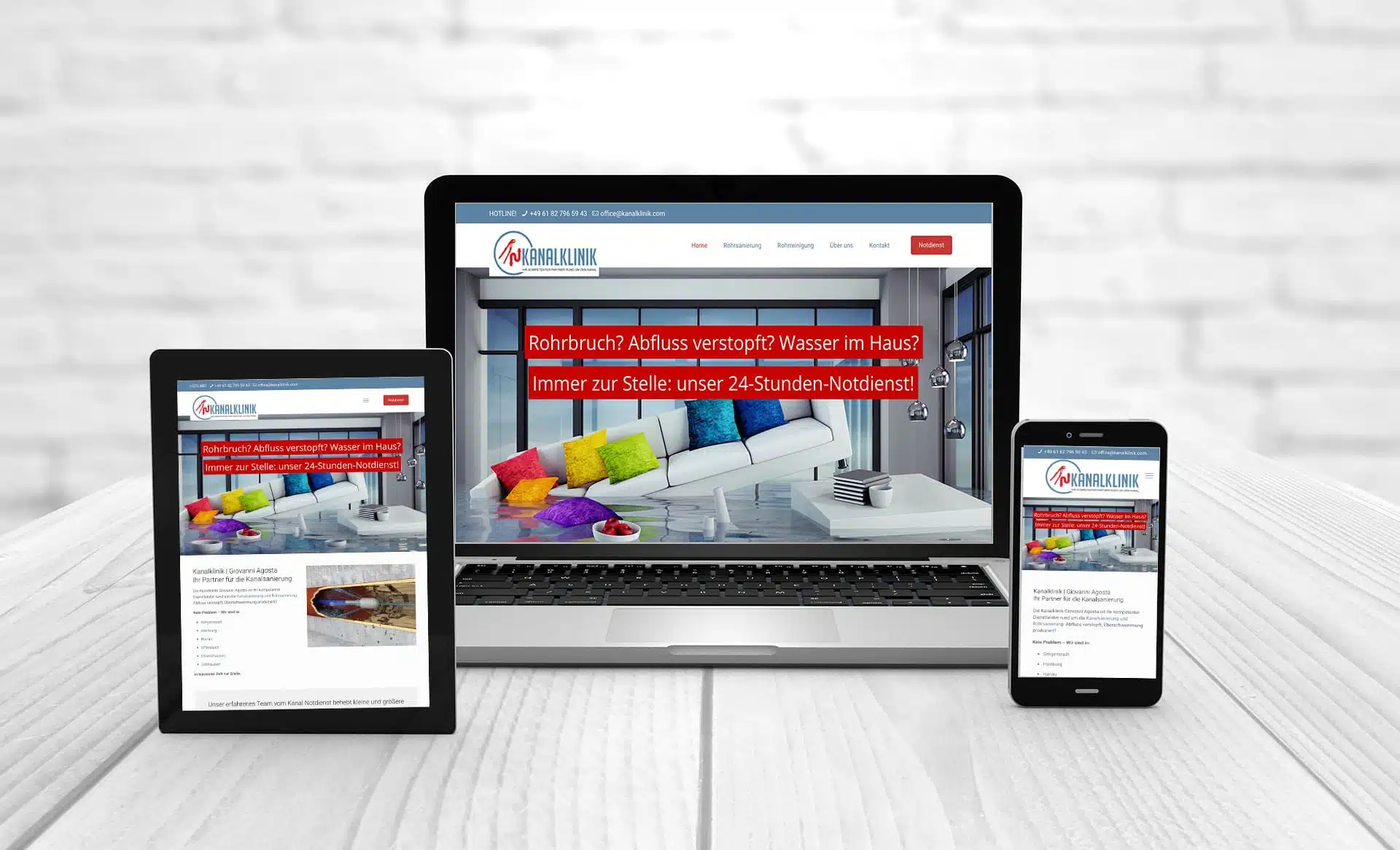 Webdesign Schwarzer-Knick 3 Referenzen abflussreinigung-agosta